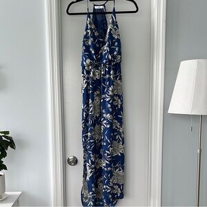 Lush Blue and White Floral Maxi Dress